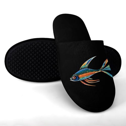 Colorful Fish House Slippers for Men Warm Plush Slip On Slipper for Indoor Outdoor2