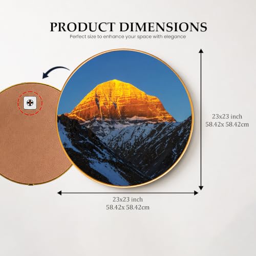 Image of PAINTINGMANTRA Mount Kailash Framed Wall Art Painting For Living Room, Himalayan Poster with frame for Wall, Decoration item for bedroom & Home, 23 Inch