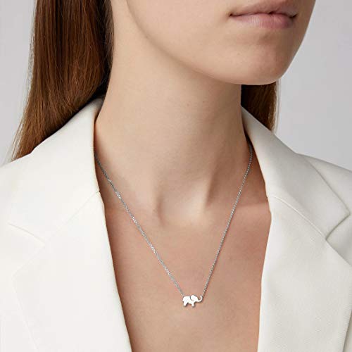FANCIME Lucky Elephant Necklace 925 Sterling Silver High Polished Cute Mini Small Lucky Elephant Family Dainty Pendant Necklace Birthday Gifts For Women, 16" + 2" Extender4
