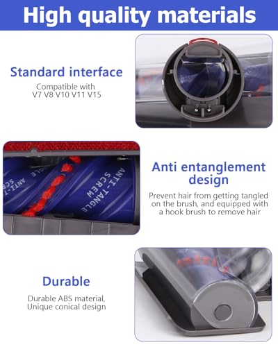 Zaxiva Mini Turbinendüse für Dyson V7 / V8 / V10 / V11 / V15 Staubsauger,Elektrische Matratzenbürste Kompatibel für Kurzflorige Teppiche und Hartböden,Ideal für die Reinigung von Matratzen Grau