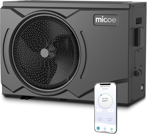 MICOE 35000 BTU Inverter Pool Heater for Above Ground Pool and Inground Pool up to 24ft (11/18/24ft) / 12000 Gallons