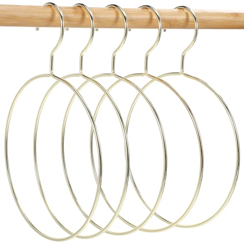 STOBAZA 5pcs Hanger, Swimwear Towel Ring Pegs Hangers Clothes Gold Golden Circular Organiser Scarves Thong Belts Bedroom Organizer Iron Non Towels Accessories