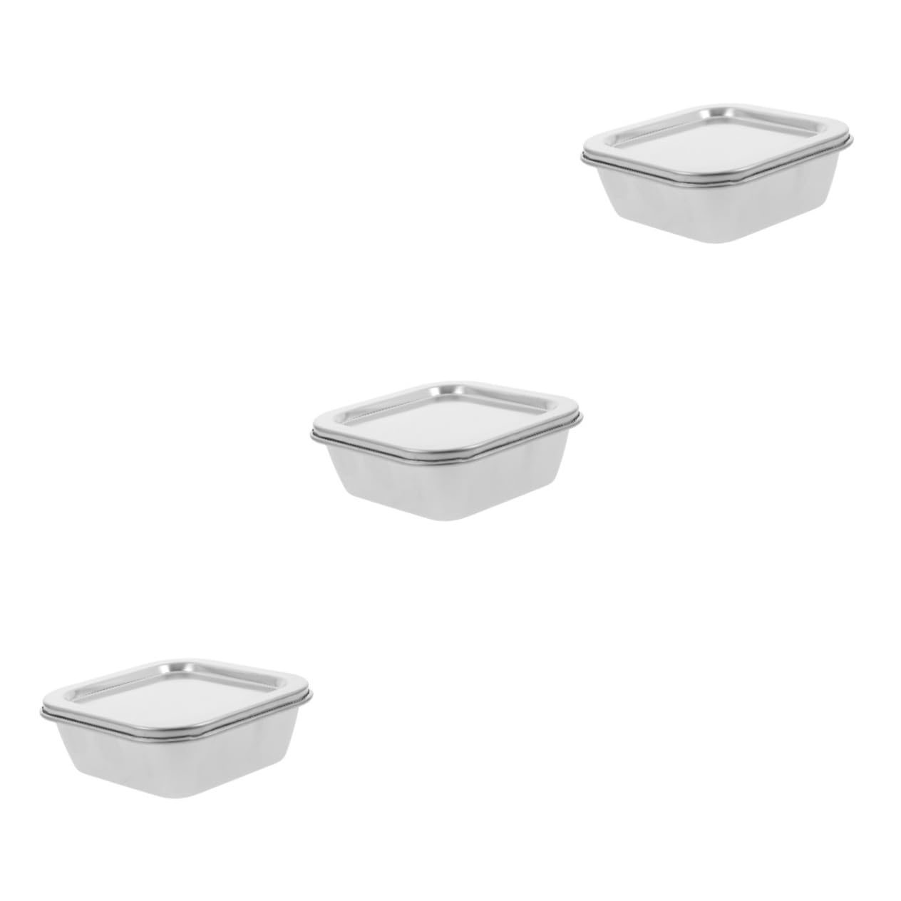 TOPBATHY 3pcs Stainless Steel Sample Boxes Food Containers for School Canteen and Kitchen Use Lids for Food Storage