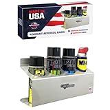 Pit Posse 303 Four Bottle Aerosol Spray Can Rack Shelf Holder 15.5' Caddy - Made in USA - Aluminum Enclosed Trailer Shop Garage Storage Organizer - Mounting Hardware Included (Silver)