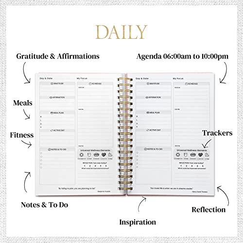 Life & Apples Wellness Planner Pro For Healthy Living - With Agenda, Food Journal, Gratitude, Fitness And Self-Care - Track Weight Loss Diet, Physical And Mental Health Goals - Undated, White Linen #TOP2