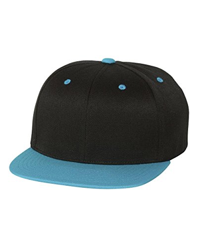 Flexfit 110® Flat Bill Snapback Cap One Size Black/ Teal
