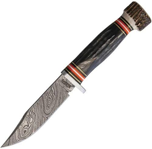 Marbles MR463 / EG-753 Skinner 4" Damascus Hunting Fixed Blade Knife + Sheath