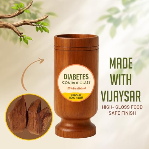 Image of Vijaysar Wood Glass for Diabetes with Neem 100 ML Capacity | Lab Tested Ayurvedic Herbal Water Tumbler for Overnight Infused Water | Reusable Natural Glass (Pack of 3)