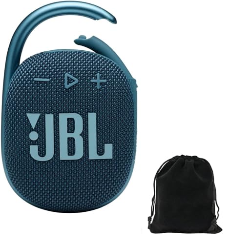 JBL Clip 4 Portable Bluetooth Speaker Bundle with Deluxe CCI Protective Carrying Pouch (Blue)