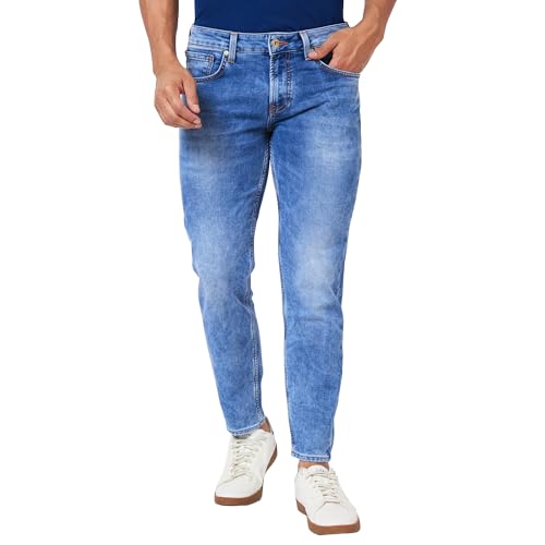 Image of Spykar Men's Kano Slim Fit Mid-Rise Jeans (Ankle Length)