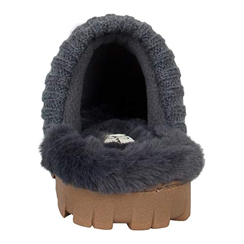 Jessica Simpson Women's Soft Cable Knit Memory Foam Clog Slippers with Indoor/Outdoor Sole3