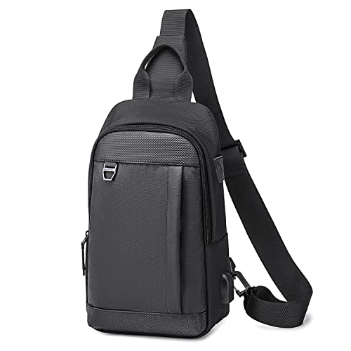 Men s Sling Bag Water Resistant Shoulder Chest Crossbody Bags Sling Backpack with USB Charging Port Work Travel Gift
