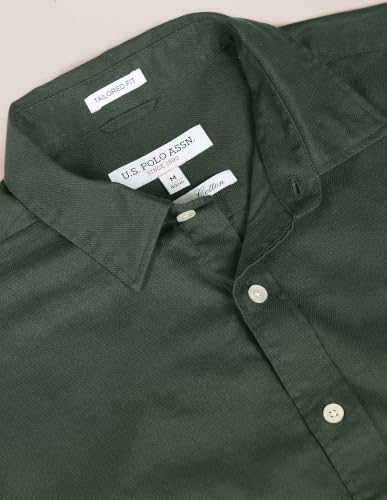 Image of U.S. POLO ASSN. Solid Tailored Fit Shirts for Men - 100% Cotton, Full Sleeve Mens Casual Shirts - M, Olive