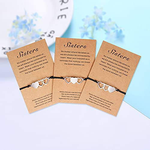 UNGENT THEM 2/3/4/5 Pcs Matching Heart Bracelets Friendship Sisters Gifts for Best Friends Cousins Bestie Women4