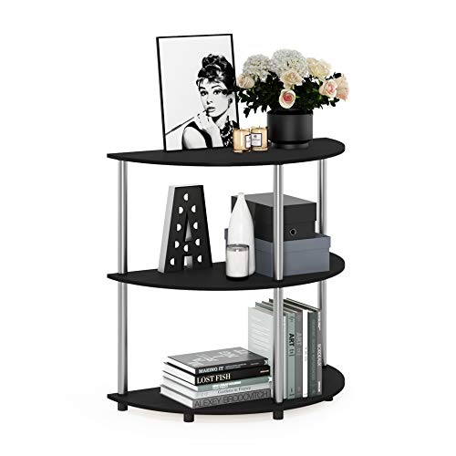 Image of Furinno Frans Turn-N Half Round Console Table with Stainless Steel Tubes, Black Oak 15.6D x 31.1W x 30.8H in