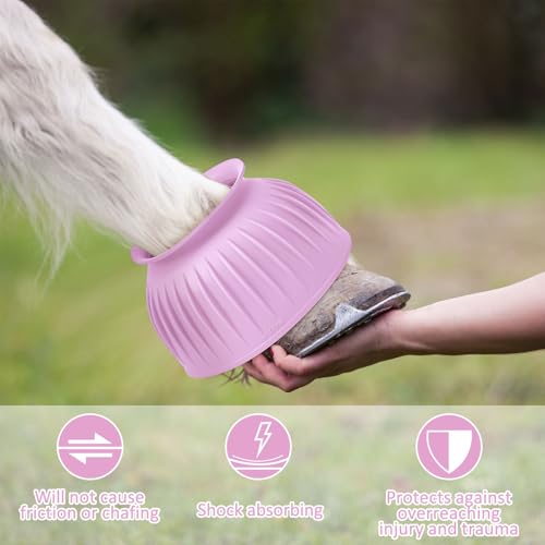 Image of Abbylike Bell Boots for Horses 1 Pair /2 Pair Available, Protect Against Hoof Impact Trauma, Rubber Bell Boots Horse Care for Turnout, No Rub Design Wrap Hook and Loop