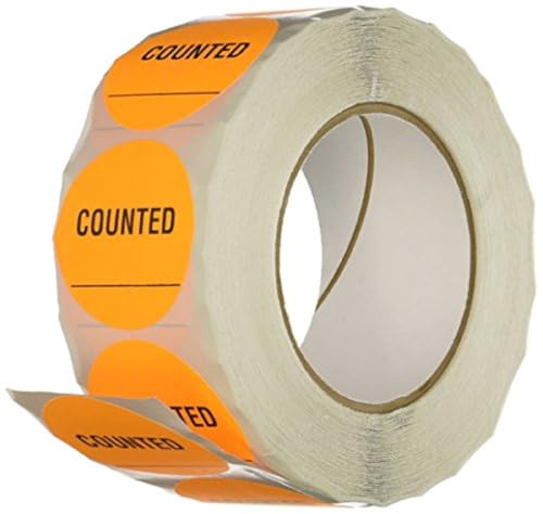 Image of TapeCase INVLBL-016 Counted Inventory Label, Circular Adhesive Label, Orange, 2 in, 1000 Labels Per Roll, 1 Roll