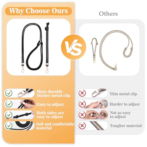 Image of Universal Phone Lanyard Strap: Adjustable Cell Phone Lanyard Crossbody with Phone Wrist Strap & Phone Tethers, Black, Adjustable