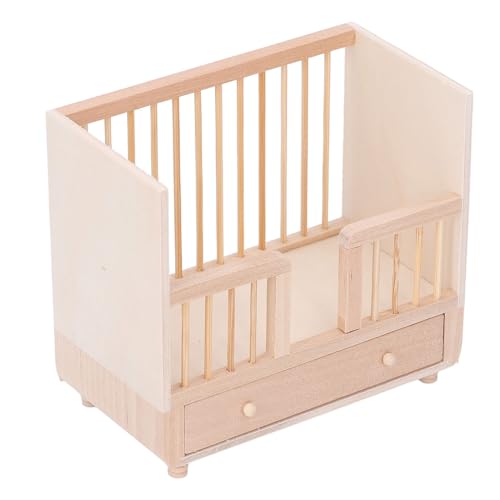 Doll Sleeping Crib, Miniature Wooden Baby Doll Bed with Cute Design, Ideal for Bedroom Decor, Children Play