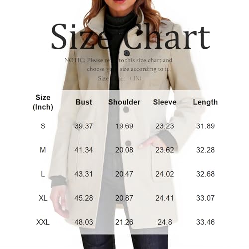 Long Pea Coats for Women 2025 Winter Stand Collar Single Breasted Wool Blend Peacoat Thicken Blazer Jacket2
