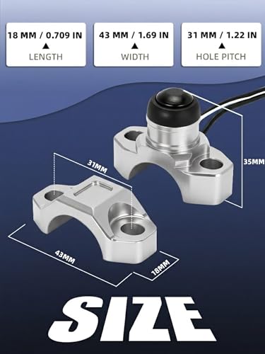 Image of JFG RACING Dirt Bike Engine Stop Start Kill Switch Button CNC with Mounting Backplate Universal for Dirt Pit Bike MX Motocross Supermoto Racing ATV Quad KAYO-Silver