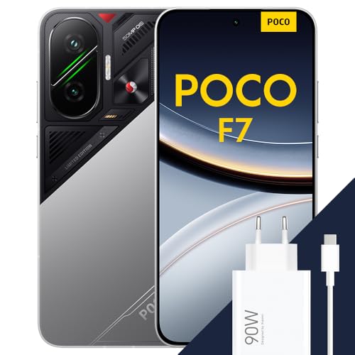 XIAOMI POCO F7 - Smartphone de 12+256GB, Cámara Sony de 50 MP con OIS, Pantalla AMOLED de 6,83'' 1.5K a 120Hz, Snapdragon 8s Gen 4, Hypercharge 90W, Cargador Incluido, Plata (Versión ES)