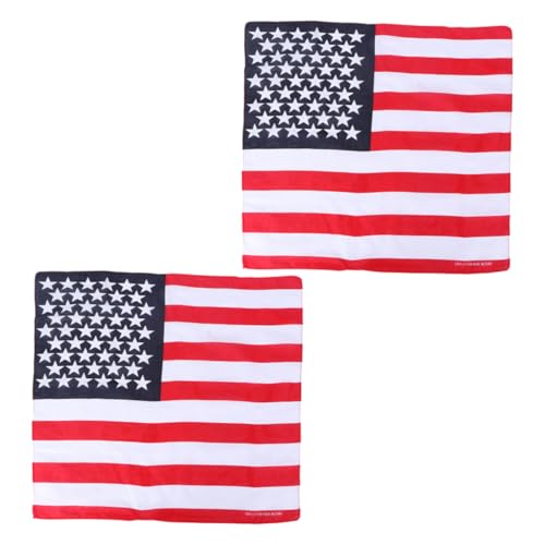 FOMIYES 2pcs Patriotic Hair Bandana Flag Print Small Scarf for Men Soft Neck Scarf for Travel Outdoor Sports and Everyday Styling Head Tie Accessory