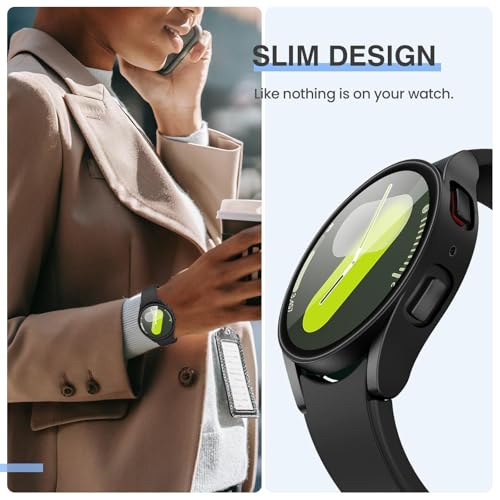 Image of VEMIGON Hard PC Case Compatible with Samsung Galaxy Watch 7 2024 Screen Protector Case 40mm, High Sensitive Protective Face Cover with Bumper Built-in Tempered Glass Film - (40mm Black)