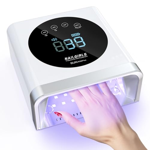 NAILGIRLS Cordless Rechargeable UV LED Nail Lamp, 150W UV Light for Gel Nail, Nail Lamps for Gel Polish with 4 Time Setting, Portable UV Nail Light, Professional Fast Curing Lamp for Salon
