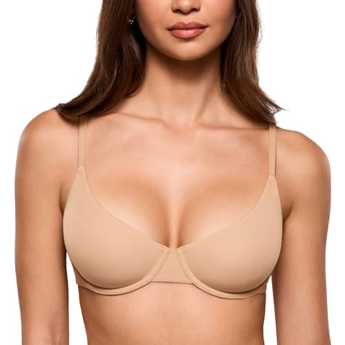 INLYRIC Women's Inbarely Plus Demi Balconette Bra No Padding Unlined Underwire Comfort Tshirt Supportive Everyday Bras Warm Beige 34B