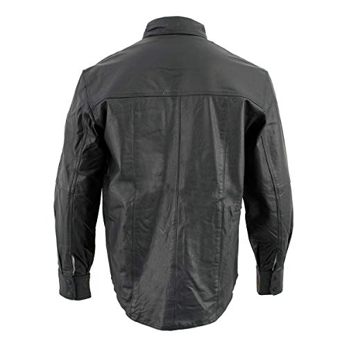 Men's Lambskin Leather Shirt w/Snapdown Collar & Gun Pockets2