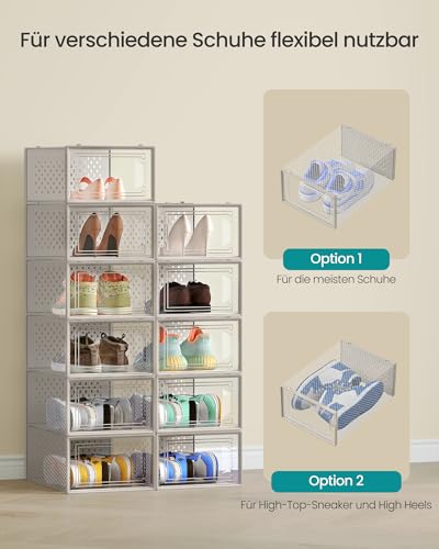 SONGMICS Schuhboxen, 18er Set, Schuh-Organizer, faltbar und stapelbar – Ansicht 4