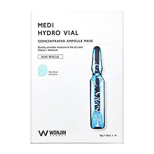 Effect Medi Hydro Vial Mask, Concentrated Ampoule Mask, Deep Hydration with Hyaluronic Acid Korean Beauty Mask Sheets(10 sheets x 1.05 oz)