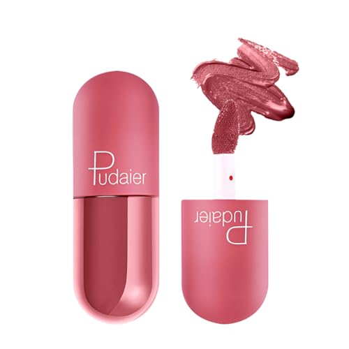Image of Multibrite Mini Capsule Lip Glaze Women Matte Liquid Lip Gloss, Waterproof Long-Lasting Non Stick Cup Smooth Capsule Shape Lipstick (Pink 901)
