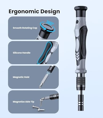 Image of 115-In-1 Precision Screwdriver Set, [Super Durable] Mini Professional Magnetic Repair Tool Kit, Small Screwdriver For Phone, Computer, Watch, Laptop, Eyeglass, Electronic, Black