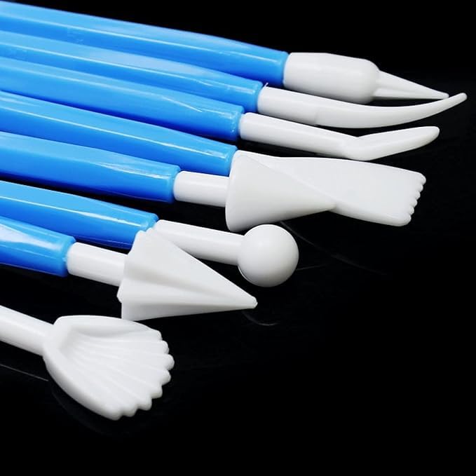 ISTORE 8 Pieces Modelling Kit for Cake & Clay | Double-Ended Fondant Sculpting Tools | Sugarcraft Modelling Tool Set | Plastic Cake Decorating Tools for Professional & Home Use 2