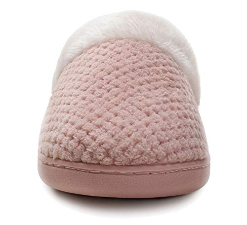 Junshide Women's Cozy House Slippers Memory Foam Furry Bedroom Slippers Anti-Slip Sole For Indoor Outdoor Use Pink 9-10 #TOP6