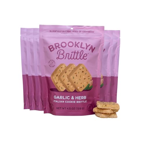 Garlic &amp; Herb Pouch Bag – Italian Cookie Brittle – Bold Buttery Snack with Roasted Garlic &amp; Herbs – Savory Crisp Biscuit for Pairing (1 Ounce (Pack of 1))