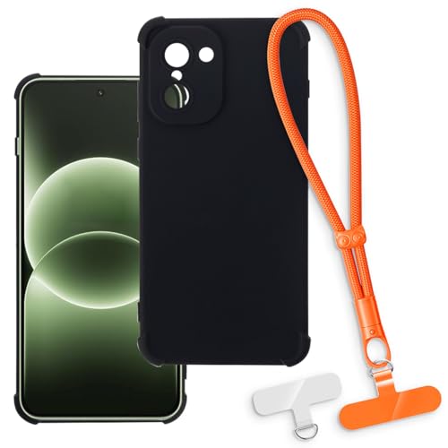 OAGELIM 2-in-1�ی�P�[�X�ƃ��X�g�X�g���b�v Oneplus Ace 6T 5G �Ƃ̌݊������� ���O���\�ȃ��j���[�h�t���d�b�J�o�[�A����~�ߕ����h�~�O���b�v�n���h�� (�u���b�N + �I�����W)