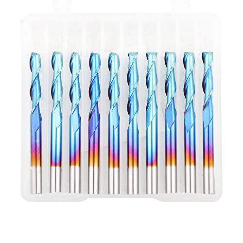 Respicefinem 10pcs Aluminum Cutter Woodworking Cutter Engraving Machine Tool 3.175x17mm CNC Spiral Router Bit
