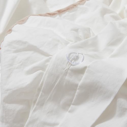 Image of Lush Decor - Duvet Cover Set, 3-Piece Cotton Bedding with Matching Shams, Contrast Edge & Stylish Border (Reyna Off-White /Neutral, Full /Queen)