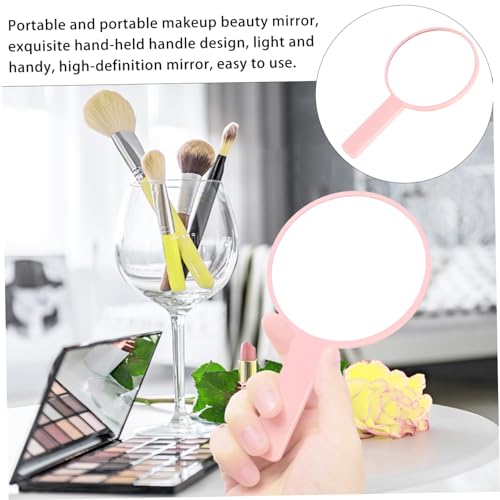 Espejo de maquillaje portátil redondo con asa x3 miniatura 2