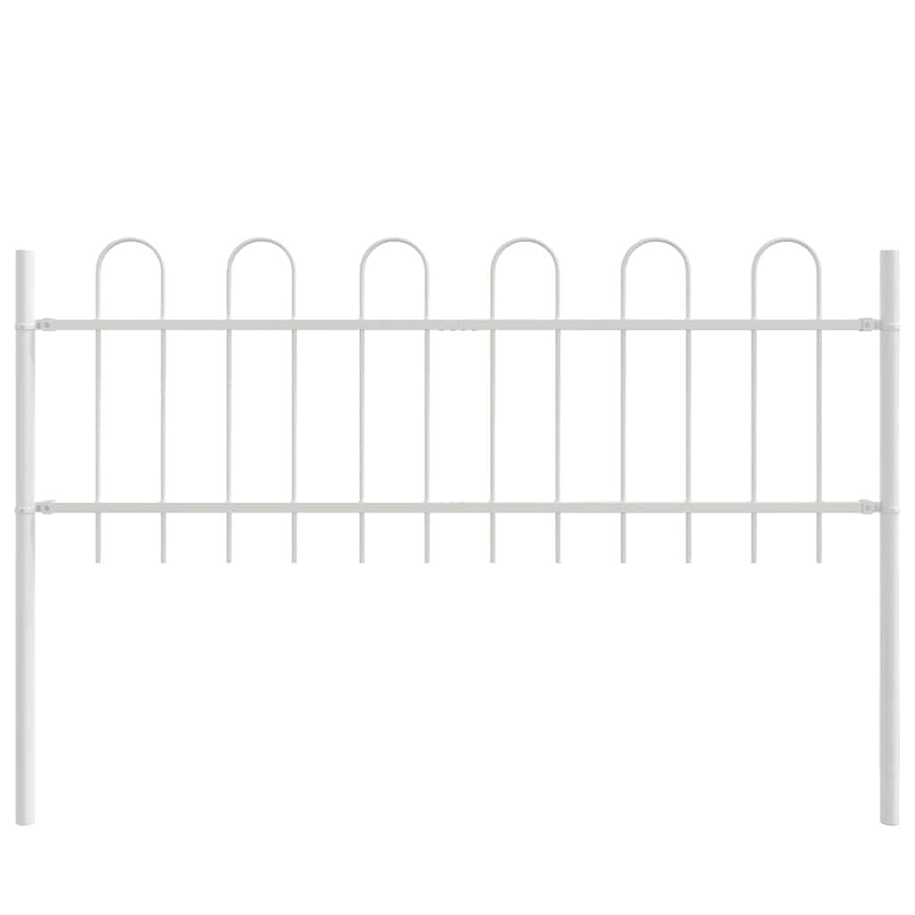 Outdoor Garden Fence 6 Pcs White 10.2 x 0.6 m Powder Coated Steel Boundary Panel Decorative Border for Yard Lawn Patio