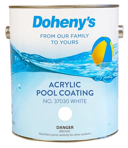 Image of Doheny's Pro-Grade Acrylic Pool Paint | Water-Based, Self-Priming | For Damp, Acrylic, Chlorinated & Synthetic Rubber Surfaces | Easy Application, Long-Lasting | White | 1 Gallon