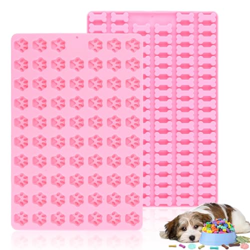 Backmatte Hundekekse, 2 Stück Silikonformen für Hund, Backform für Hundeleckerli, Paw and Bone Hundekekse Backform,für DIY Hundeleckerlies, Schokolade, Kekse, Eiswürfel, Süßigkeiten, BPA-Frei
