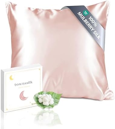 townssilk Beidseitig 100% 19mm Pure Maulbeerseide Kissenbezug für Haar und Haut Gesundheit, 1 Stück 80x80cm Größe Kissenbezug mit verstecktem Reißverschluss 600 Fadenzahl Dusty pin
