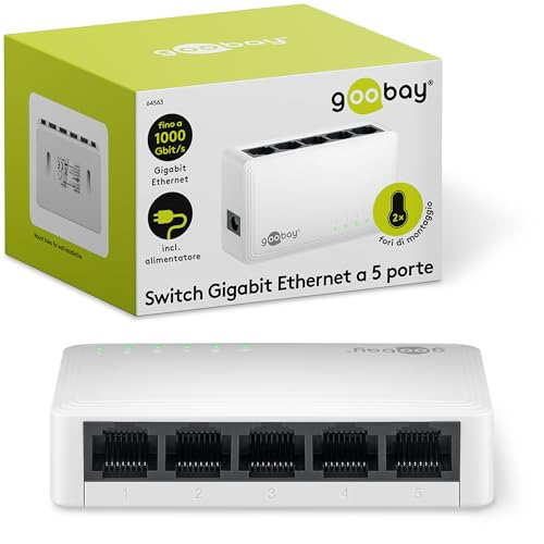 Goobay Switch di rete Ethernet 64563 Gigabit 5 porte, bianco