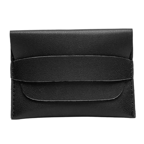 Image of Men's Minimalist Loop Wallet, Genuine Leather Slim Card Holder, Black, Modern Slim Design, Quick‑Access Card Compartments, Flap Closure, Lightweight for Daily Use
