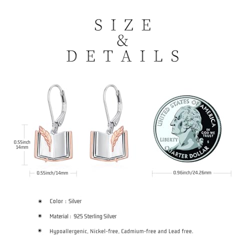 Teacher/Book Lovers Necklace Earrings 925 Sterling Silver for Women Pendant Jewelry Gift for Librarian Readers Teacher4