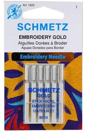 SCHMETZ25 Gold Titanium Embroidery Needles Size 90/14 130/705 H-ET